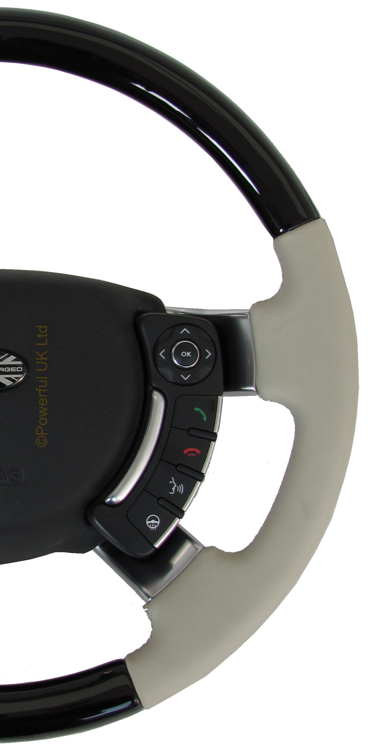 Ivory leather & Black Piano steering wheel for Range Rover L322